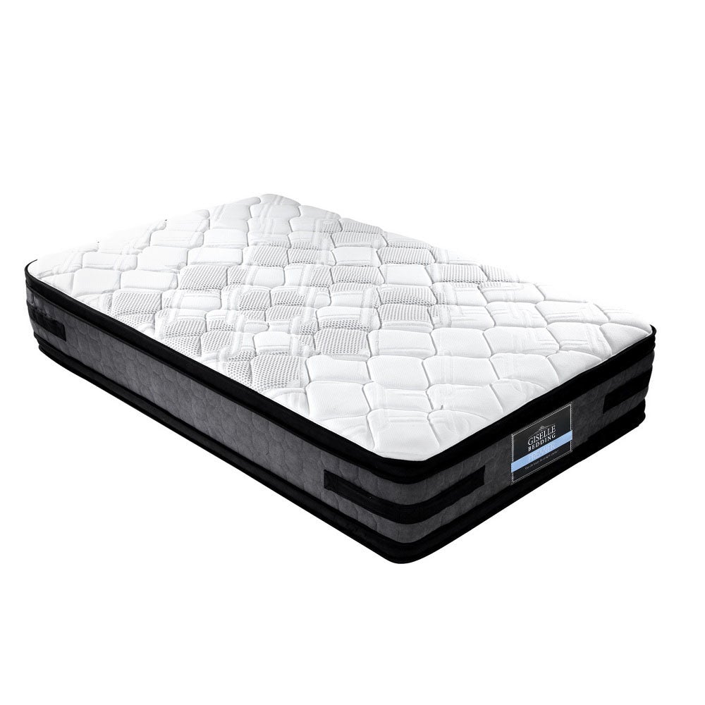 Giselle Bedding Luna Euro Top Cool Gel Pocket Spring Mattress showcasing its 36cm thickness and luxurious Belgium knitted fabric.